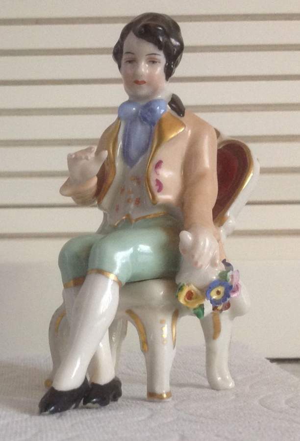 Dresden Lace Figurines Man With Bouquet - No Box by Frankenthal-1