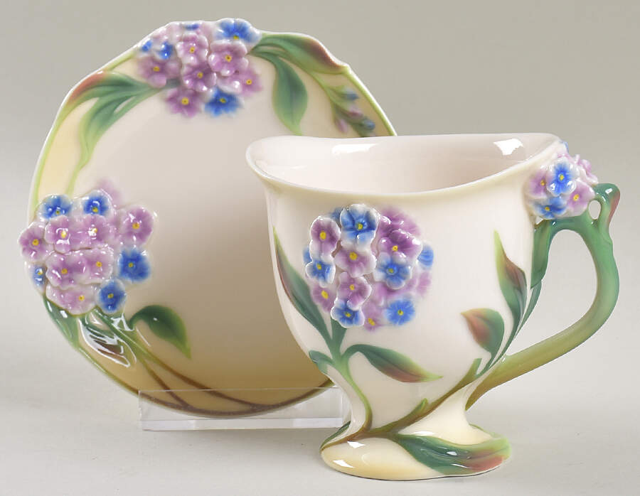 Floral Cup & Saucer Forget Me Not Flower Cup & Saucer - Boxed by Franz Collection-1