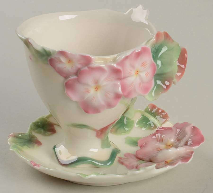 Floral Cup & Saucer Geranium Flower-Cup & Saucer - No Box by Franz Collection-1
