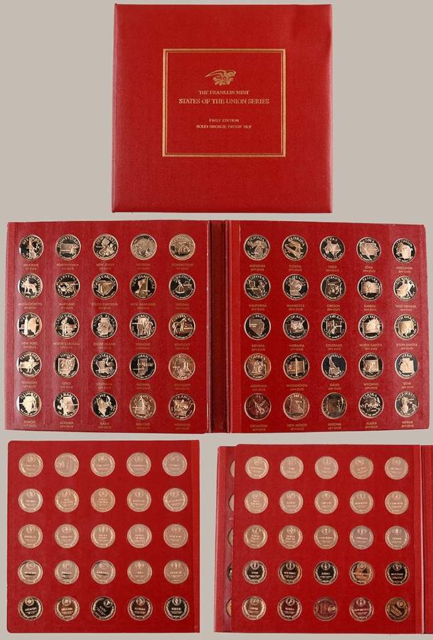 States of the Union-Bronze Set Of 50 Medals In Display Book - With Box by Franklin Mint-1
