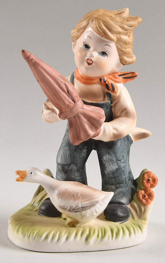 Collector's Choice Series Boy With Unbrella  And Goose - No Box by Flambro-1