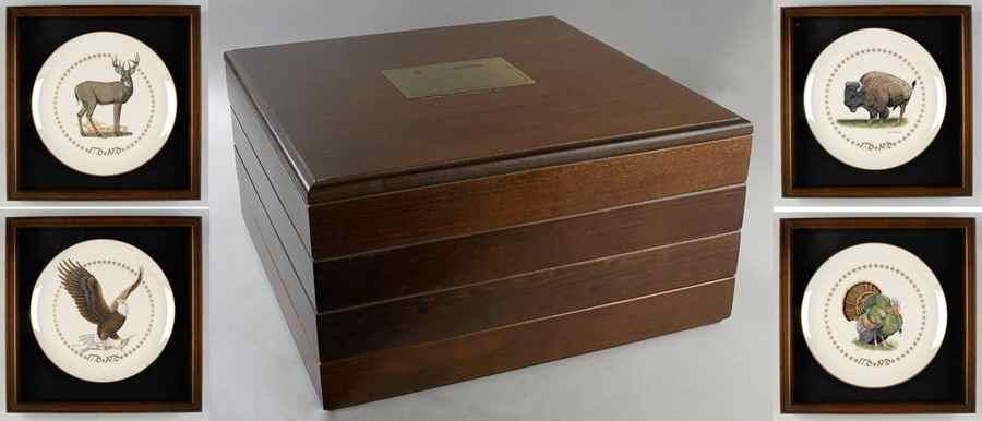 American Bicentennial Wildlife Set Of 4 With Wooden Stacked Chest - No Box by Ghent Collection-1