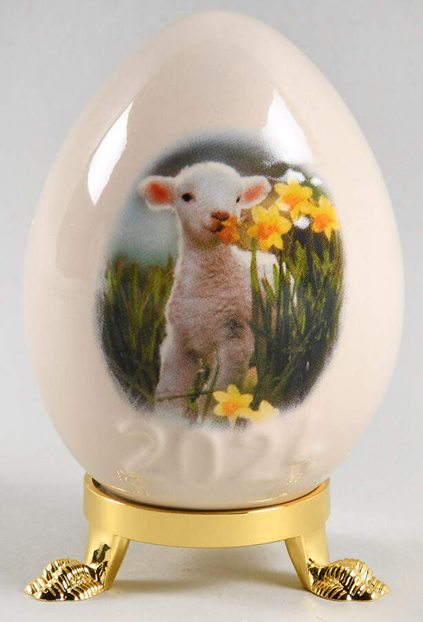 Goebel Easter Egg Lamb With Daffodils - Boxed by Goebel-1