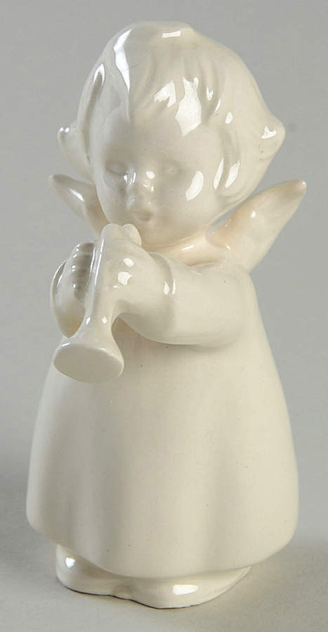 All White Figurines Miniature Angel With Trumpet-Glossy - No Box by Goebel-1