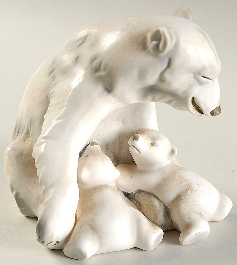 Animals-Figurines Polar Bear Mother And Cubs - Boxed by Goebel-1