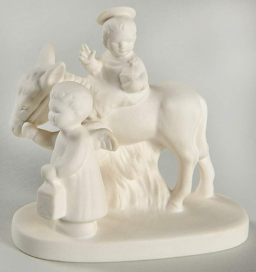 All White Figurines Christ Child On Donkey-Matte - No Box by Goebel-1