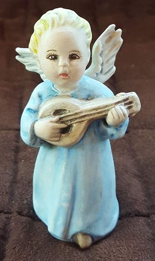 Religious Figurines (HX Mark) Angel With Mandolin-Blue - No Box by Goebel-1
