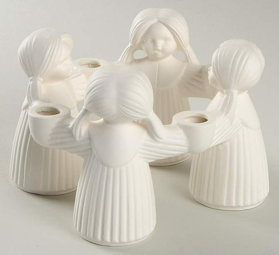 All White Figurines Angel Candle Ring-Matte - No Box by Goebel-1