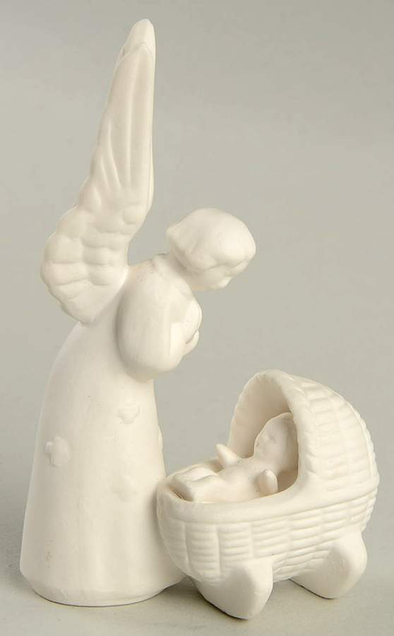 All White Figurines Angel With Baby Jesus-Matte - Boxed by Goebel-1