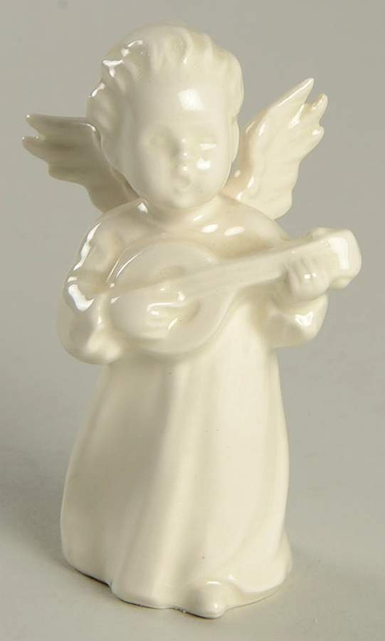All White Figurines Angel With Mandolin-Glossy - Boxed by Goebel-1