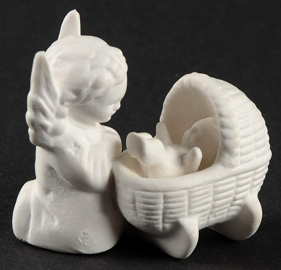 All White Figurines Angel With Baby Jesus-Matte - Boxed by Goebel-1