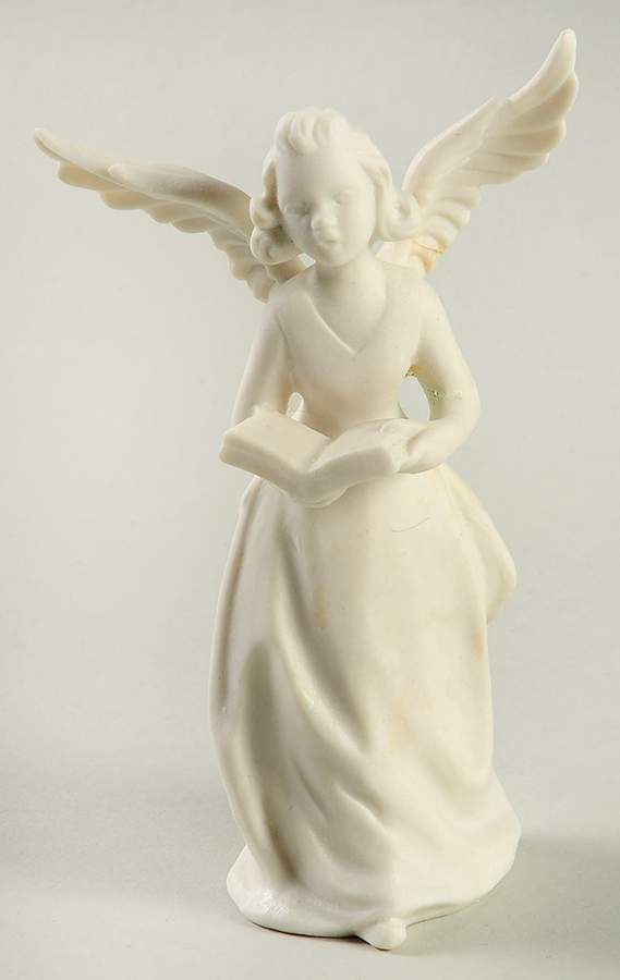 All White Figurines Angel With Song Book-Matte - No Box by Goebel-1