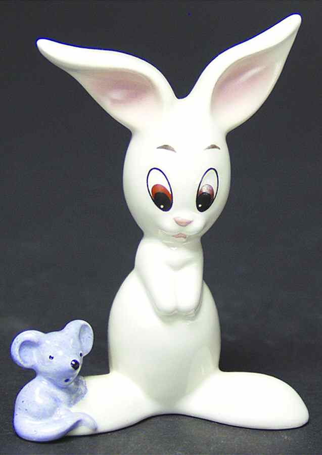 Animals-Figurines Bunny With Little Blue Mouse - No Box by Goebel-1