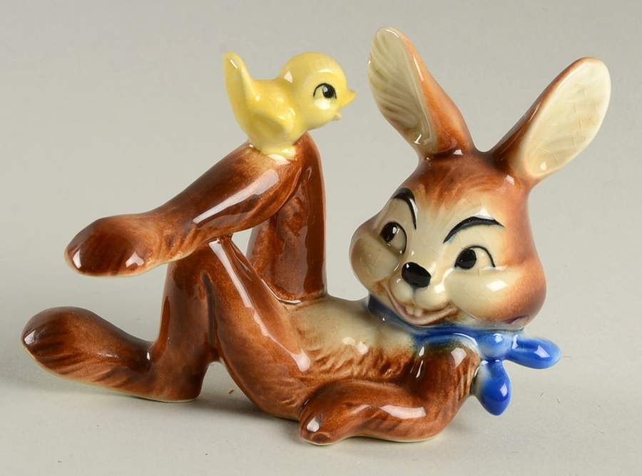 Animals-Figurines Lying Rabbit With Yellow Duck - No Box by Goebel-1