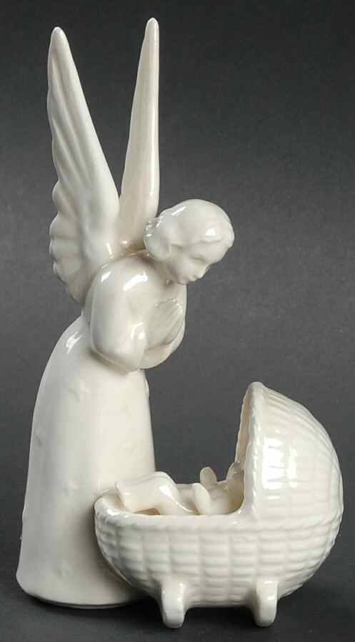 All White Figurines Angel With Baby Jesus-Glossy - No Box by Goebel-1