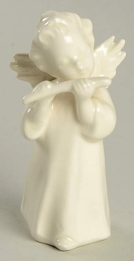 All White Figurines Angel With Flute-Glossy - No Box by Goebel-1