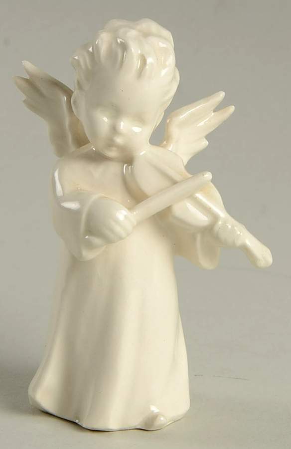 All White Figurines Angel With Violin-Glossy - No Box by Goebel-1