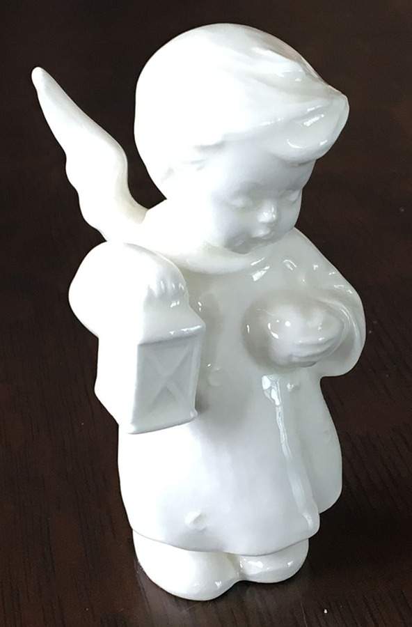 All White Figurines Angel With Lantern-Glossy - Boxed by Goebel-1