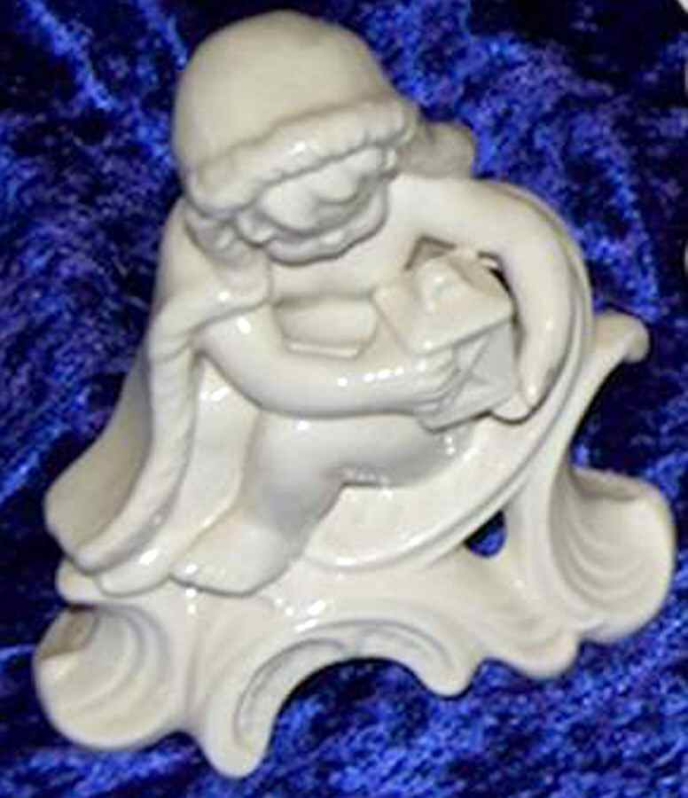 All White Figurines Cherub With Lantern-Glossy - No Box by Goebel-1