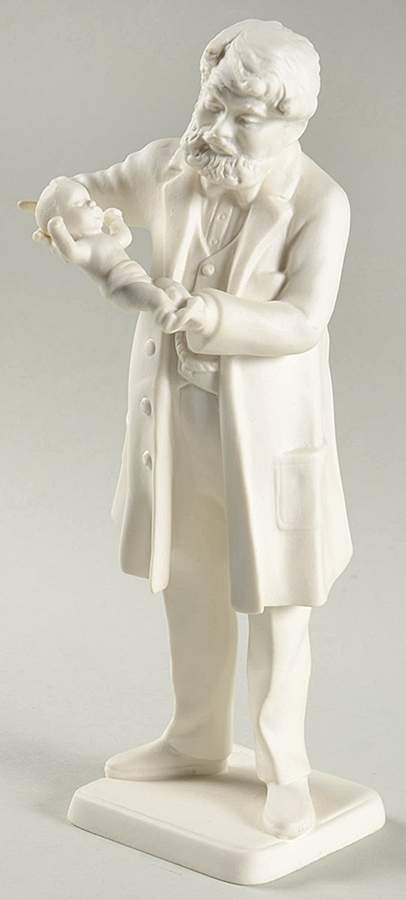 All White Figurines Obstetrician With Baby-Matte - No Box by Goebel-1