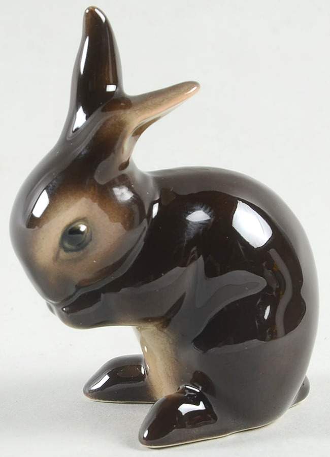 Animals-Figurines Brown Bunny-Eating - Boxed by Goebel-1