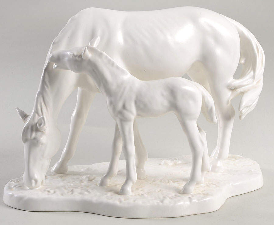 All White Figurines Mare And Foal-Glossy - Boxed by Goebel-1