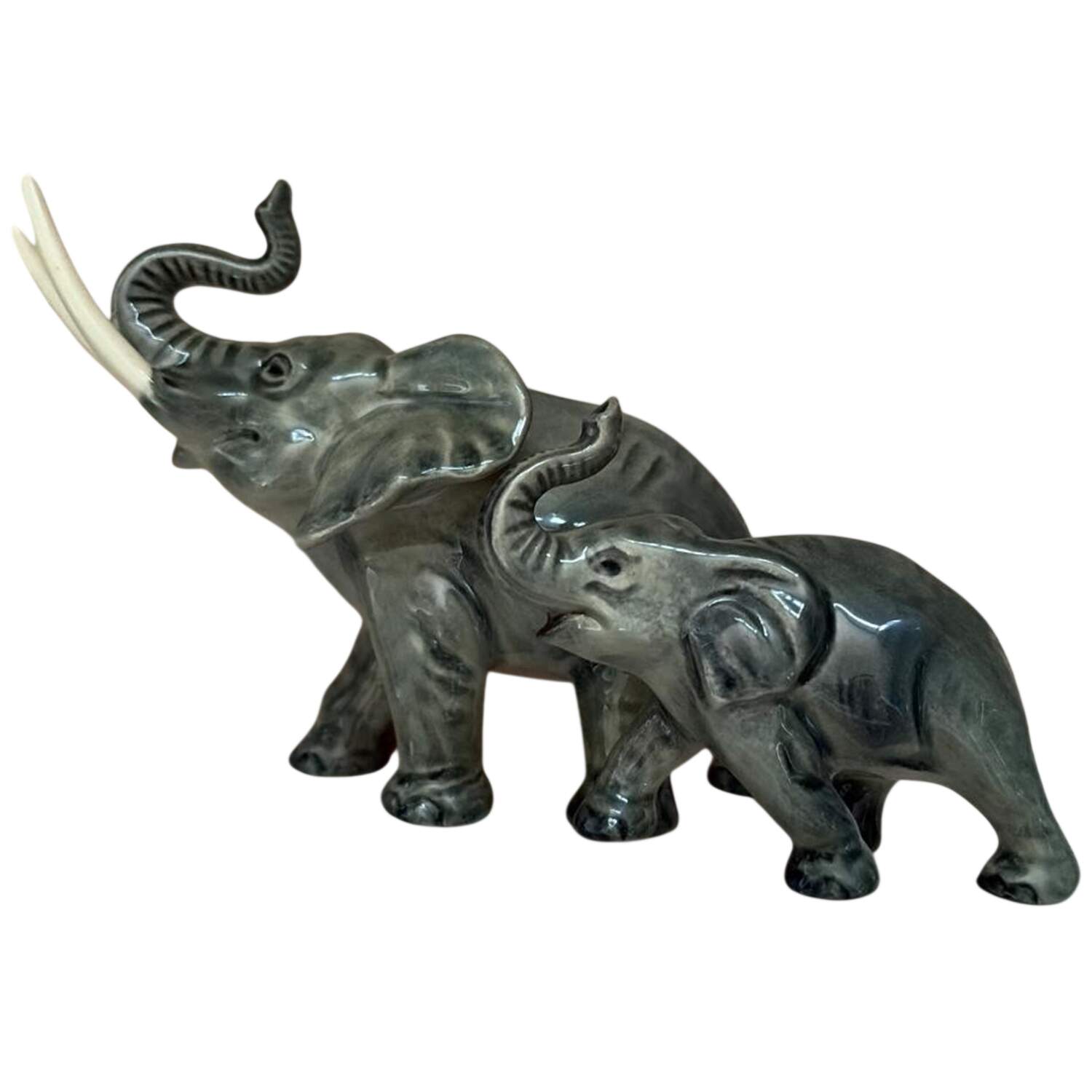 Animals-Figurines Elephant Mom With Baby - No Box by Goebel-1