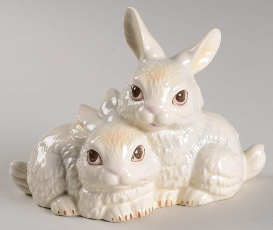 Animals-Figurines White Rabbits - No Box by Goebel-1