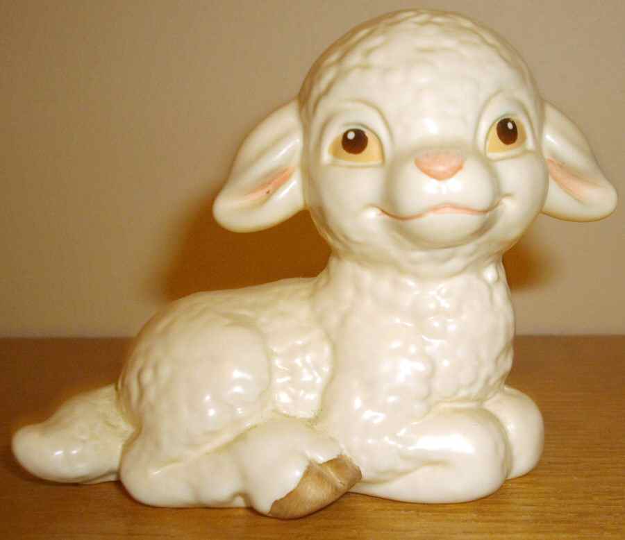 Animals-Figurines Lamb-Sitting - No Box by Goebel-1