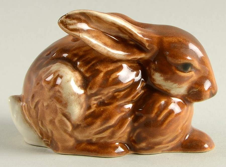 Animals-Figurines Brown Rabbit Laying - No Box by Goebel-1