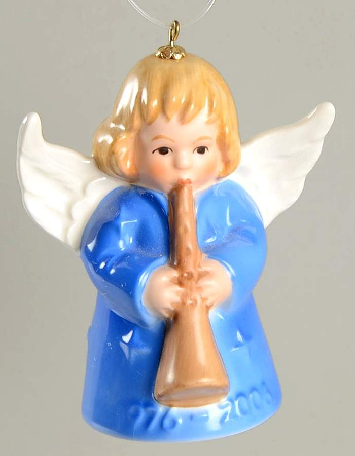 Angel Bell Ornament Angel With Horn-Blue - No Box by Goebel-1