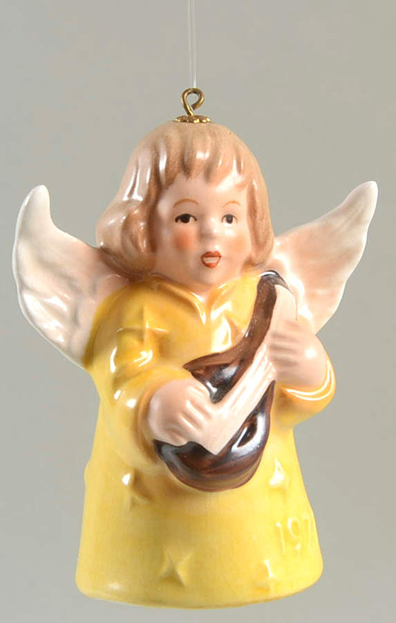 Angel Bell Ornament Angel With Lute-Yellow - Boxed by Goebel-1