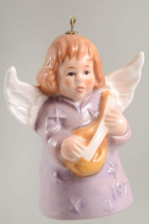 Angel Bell Ornament Angel With Lute-Purple - Boxed by Goebel-1