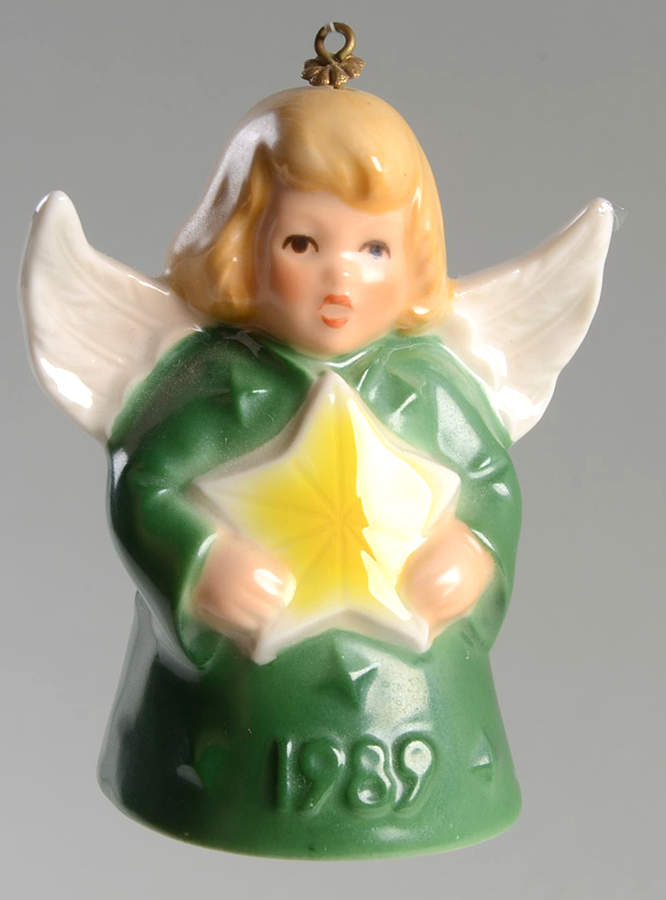 Angel Bell Ornament Angel With Star-Green - Boxed by Goebel-1