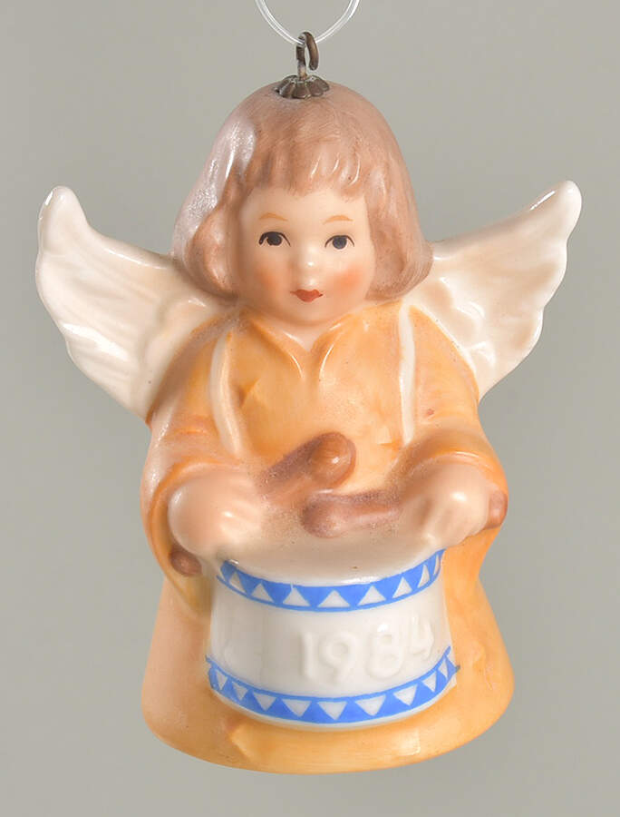 Angel Bell Ornament Angel With Drum-Yellow - Boxed by Goebel-1