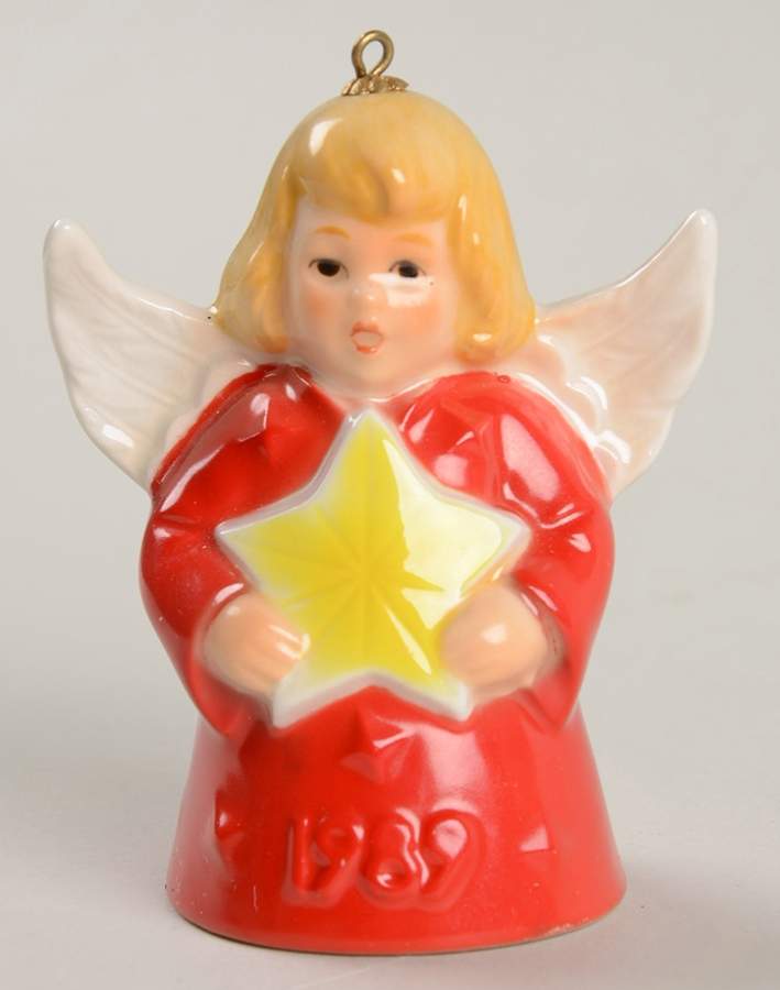 Angel Bell Ornament Angel With Star-Red - Boxed by Goebel-1