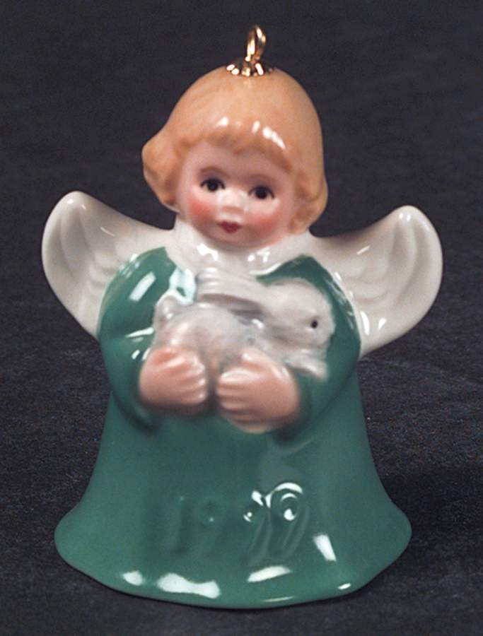 Angel Bell Ornament Angel With Rabbit-Green - No Box by Goebel-1