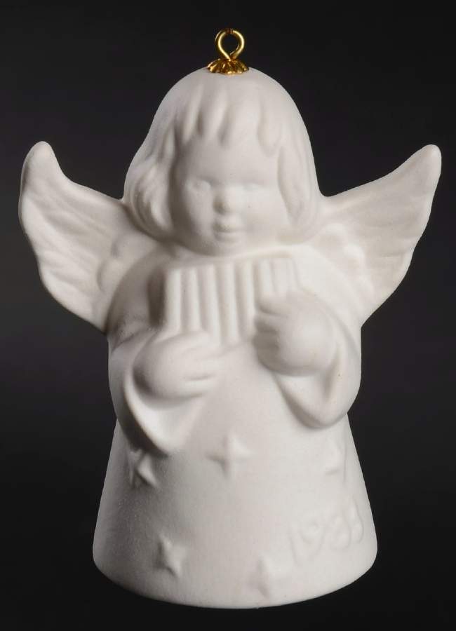 Angel Bell Ornament Angel With Reed Pipes-White - Boxed by Goebel-1