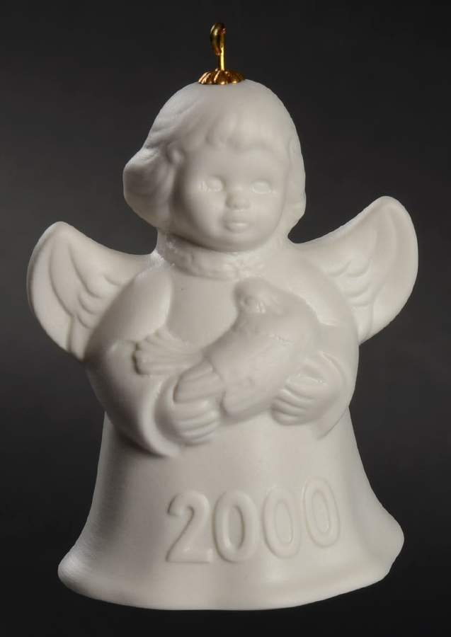 Angel Bell Ornament Angel With Dove-White - Boxed by Goebel-1