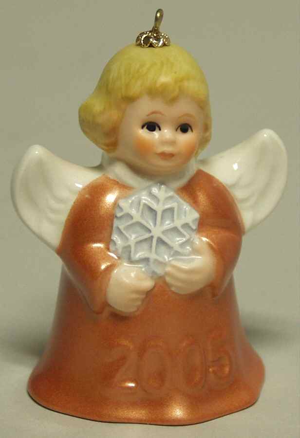 Angel Bell Ornament Angel With Snowflake-Copper - With Box by Goebel-1