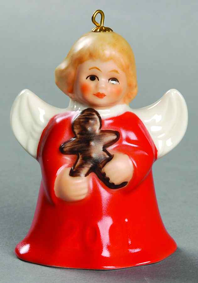 Angel Bell Ornament Angel With Gingerbread-Red - No Box by Goebel-1