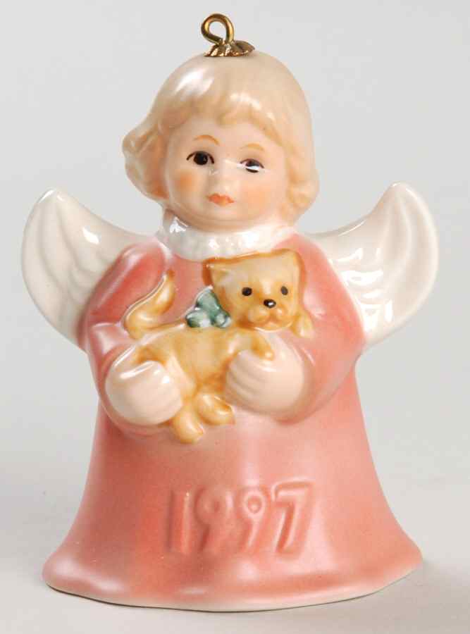 Angel Bell Ornament Angel With Kitten-Pink - Boxed by Goebel-1