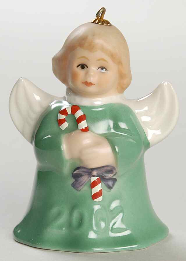 Angel Bell Ornament Angel With Candy Cane-Green - Boxed by Goebel-1