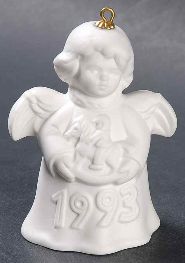 Angel Bell Ornament Angel With Rocking Horse-White - No Box by Goebel-1