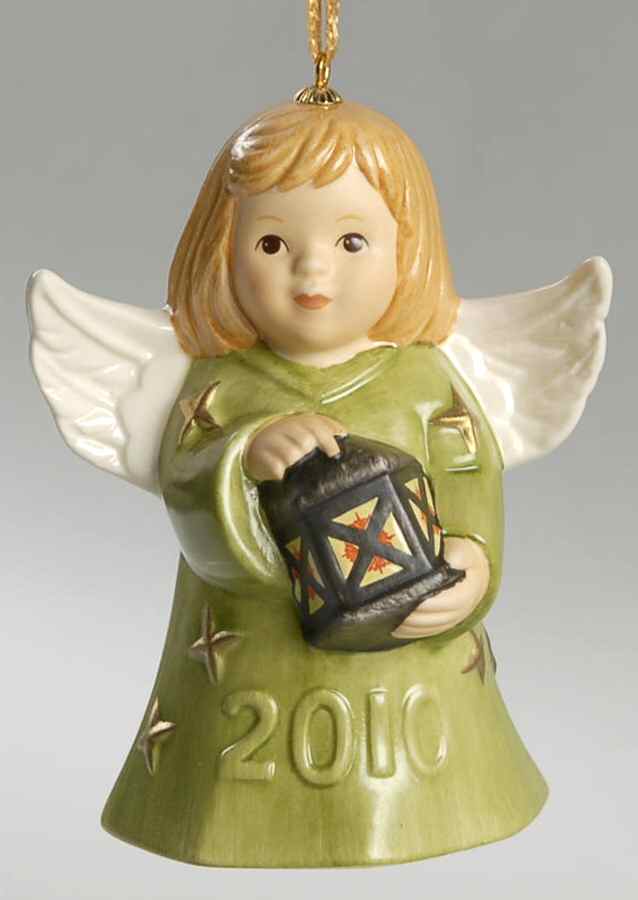 Angel Bell Ornament Angel With Lantern-Green - With Box by Goebel-1