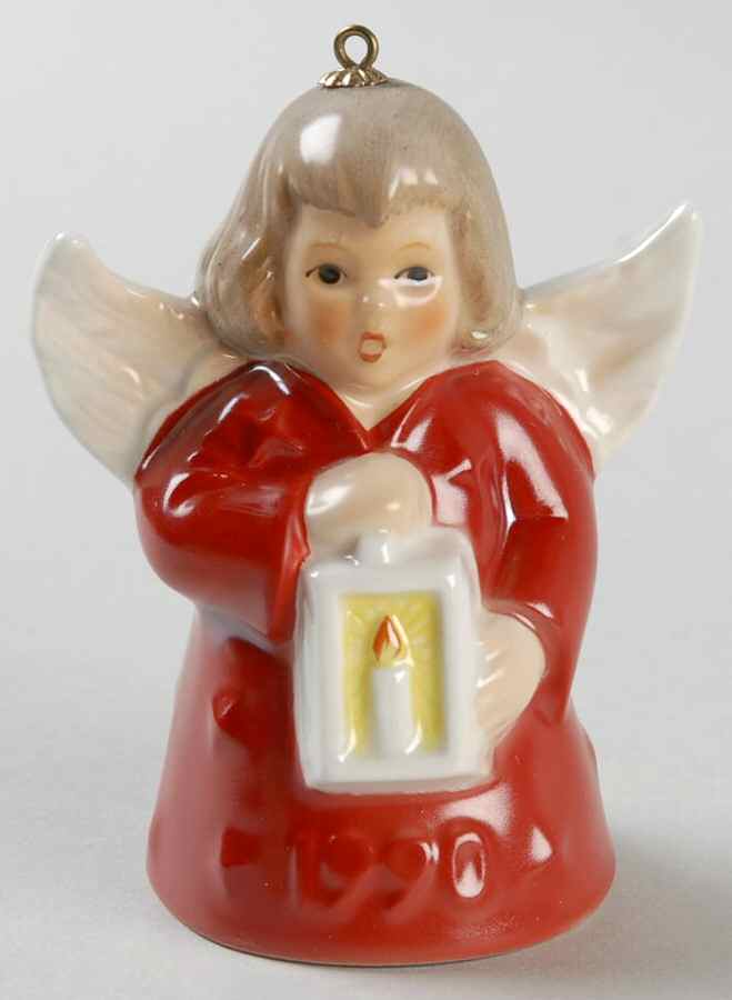 Angel Bell Ornament Angel With Lantern-Red - Boxed by Goebel-1