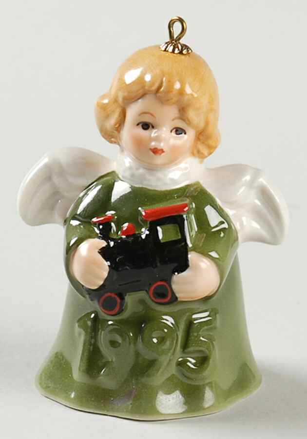 Angel Bell Ornament Angel With Train-Green - Boxed by Goebel-1