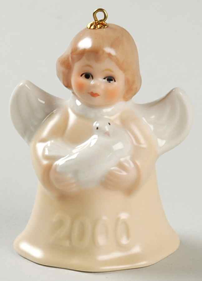 Angel Bell Ornament Angel With Dove-Yellow - Boxed by Goebel-1