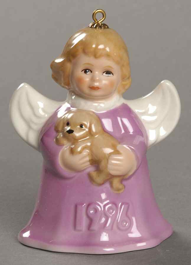 Angel Bell Ornament Angel With Puppy-Purple - Boxed by Goebel-1