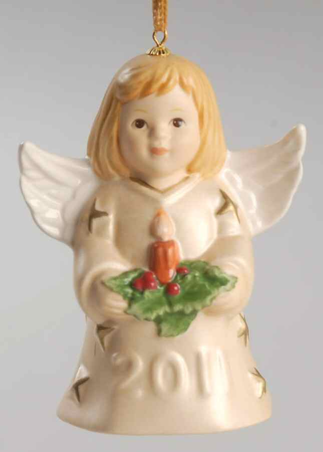 Angel Bell Ornament Angel With Candle-Champagne - No Box by Goebel-1